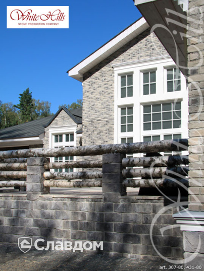Коттедж с применением облицовочного камня White Hills Бремен Брик 307-80