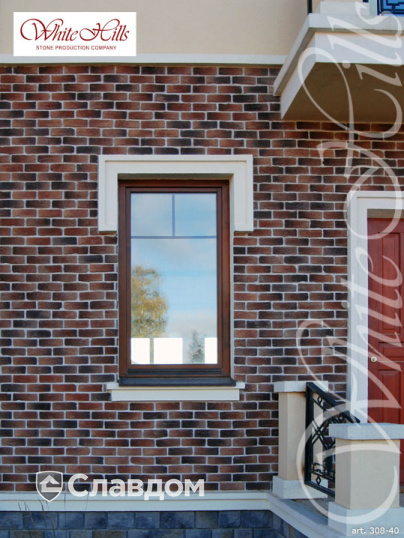 Коттедж с применением облицовочного камня White Hills Бремен Брик 308-40