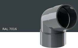 Колено 67 градусов KROP PVC для системы D 130/90 мм, RAL 7016