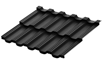 Модульная металлочерепица Aquasystem Гетеборг XXL PE RoofTop Бархат RAL 9005, 1205*865 мм