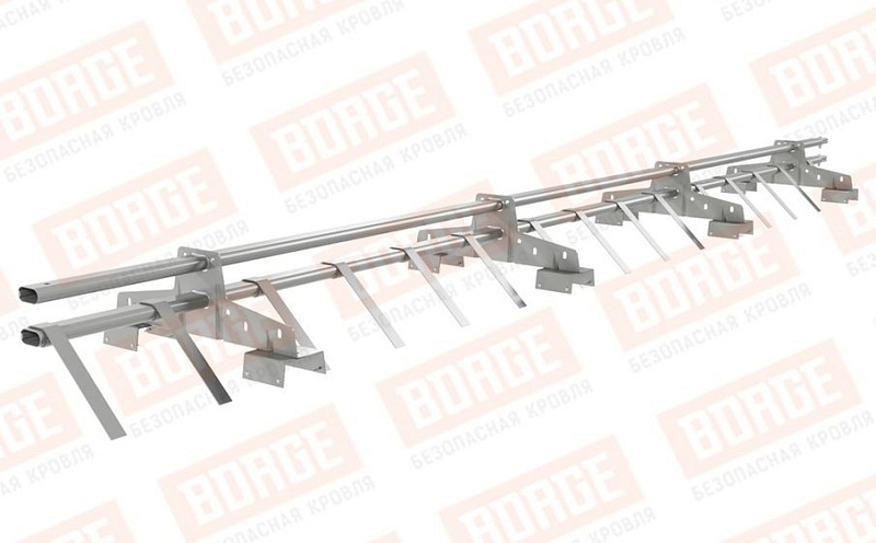 Снегозадержатель трубчатый Borge для профнастила H-114 оцинкованный RAL 9006, 3 м