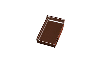 Клинкерный завершающий водоотлив с бортиком левый Terca Dark brown глазурованный, 160*105*30 мм