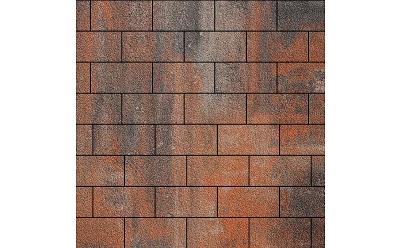 Плитка тротуарная SteinRus Прямоугольник В.6.П.8 Native, ColorMix Рей, 200*100*80 мм