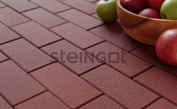 Плитка тротуарная Steingot Моноцвет, Прямоугольник, фаска 1,5*1,5, темно-красный, 200*100*60 мм