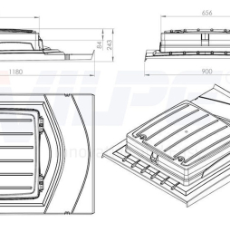 Кровельный люк UNIROOF 1180*900*243 мм, светло-серый