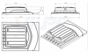 Кровельный люк UNIROOF 1180*900*243 мм, светло-серый