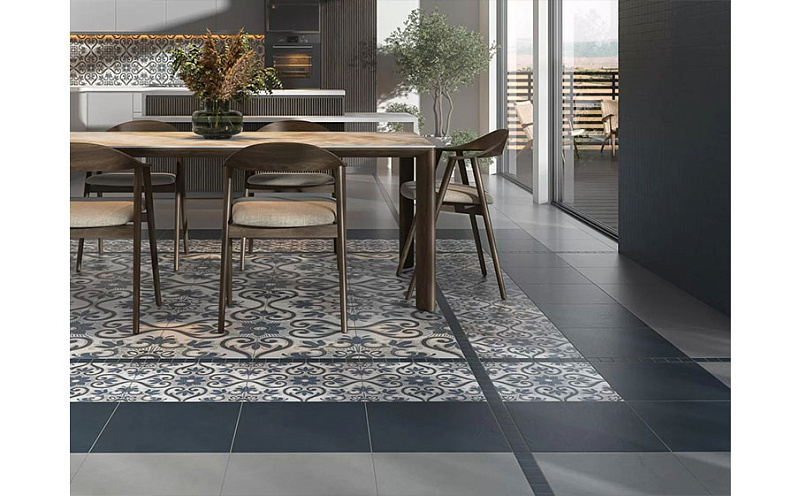 Керамогранит KERAMA MARAZZI Про Чементо синий темный обрезной, 600*600*9 мм