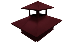 Дымник на трубу Grand Line двойной 520*390 мм 0,45 PE с пленкой RAL 3005 красное вино