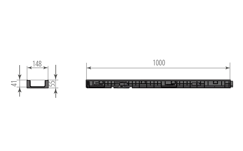 Лоток водоотводный пластиковый AQUASTOK Norma DN100 H55 класс A15-C250
