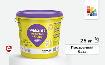 Фасадная акриловая краска vetonit ton akrylat, прозрачная база, 25 кг