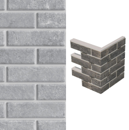 Термопанель для левого оконного откоса ППС с клинкерной плиткой 12 мм BestPoint Exclusive Cement Gray, 374/385*470*100 мм