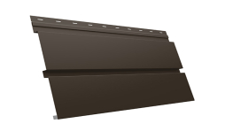 Софит металлический Grand Line Квадро брус без перфорации, сталь 0,5 мм Satin Matt, RR 32 темно-коричневый