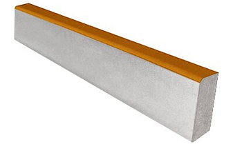 Садовый бордюр SteinRus БР 100.20.8R, гладкая, частичный прокрас, желтый, 1000*200*80 мм