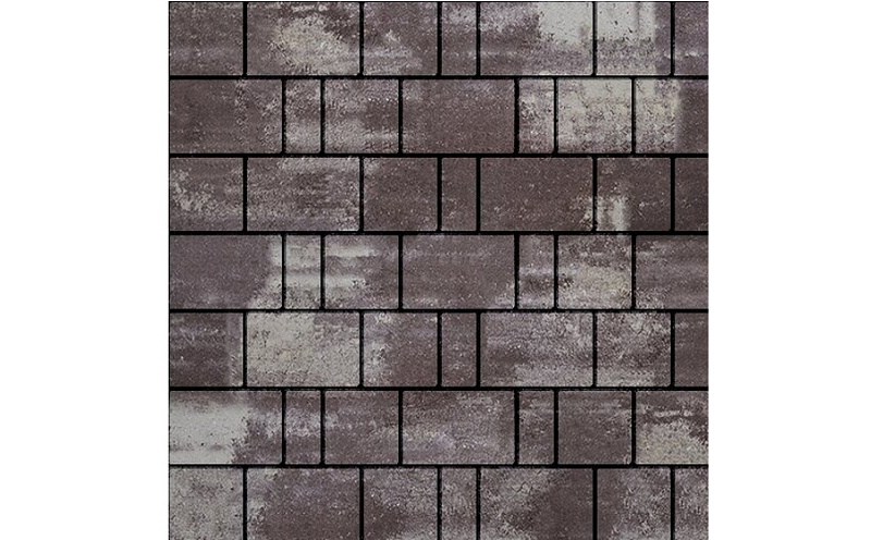 Плитка тротуарная SteinRus Bergamo А.6.Псм.4 гладкая, ColorMix Браун, толщина 40 мм