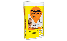 Плиточный цементный клей усиленный vetonit profi plus, серый, 25 кг