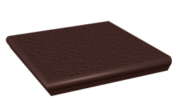 Клинкерная угловая ступень с капиносом Paradyz Natural Brown, структурная, 330*330*11 мм