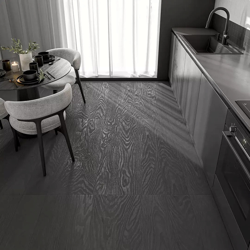 Керамогранит KERAMA MARAZZI Манифик вуд черный обрезной, 1195*200*9 мм