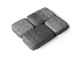 Плитка тротуарная Классико А.4.КО.4 листопад гранит антрацит, комплект 2 шт, толщина 40 мм