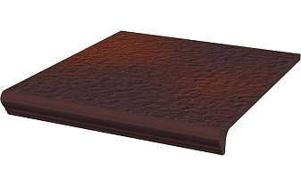 Клинкерная ступень с капиносом Paradyz Cloud Brown, структурная, 330*300*11 мм