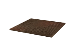 Клинкерная угловая ступень с насечками Paradyz Semir, Brown, 300*300*11 мм