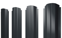 Штакетник П-образный А фигурный 0,45 PE Double RAL 7016 антрацитово-серый