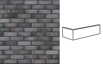Клинкерная плитка угловая King Klinker Dream House 37 Black Jack RF10, 250*65*120*10 мм