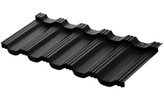 Модульная металлочерепица Aquasystem Гетеборг XXL PE RoofTop Бархат RAL 9005, 1205*465 мм