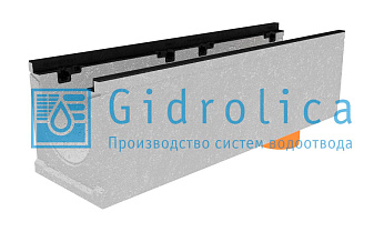 Лоток для тяжелых нагрузок Gidrolica BGZ-S DN200 №0 до кл. F900 с вертикальным водосливом, 1000*298*295 мм