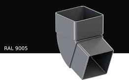 Колено 67 градусов KROP PVC Квадрат для системы D 135/80*80 мм, RAL 9005