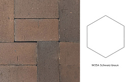 Клинкерная брусчатка Muhr №33A Schwarz-braun, гексагон 200*20 мм