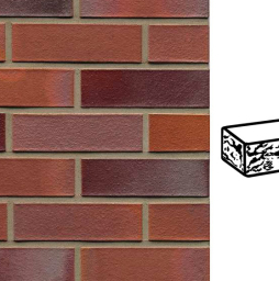 Кирпич клинкерный облицовочный пустотелый Muhr 14 Rotblau-bunt готик, 250*120*65 мм по выгодной ценеКирпич клинкерный облицовочный пустотелый Muhr 14 Rotblau-bunt готик, 250*120*65 мм