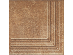 Клинкерная угловая ступень с насечками Paradyz Scandiano, Rosso, 300*300*11 мм