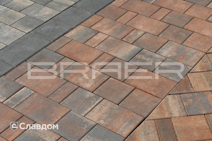 Плитка тротуарная BRAER Старый город Ландхаус Color Mix Туман, толщина 60 мм
