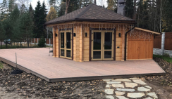 Терасса с использованием доски из ДПК CM Decking MIX Венге